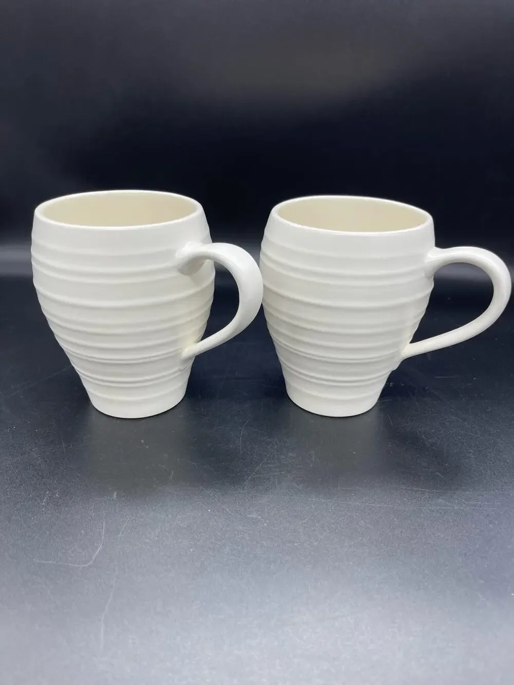 Mikasa White Swirl DJ100 Set of 2 Coffee Cups Mugs